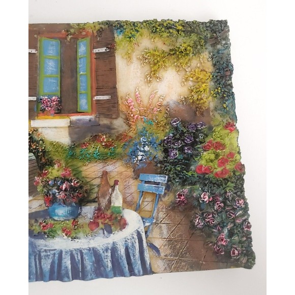 Vintage Hand Painted 3D Wall Hang Sculpture Parisian Garden Resin 8.75" x 6.75" - Picture 4 of 12